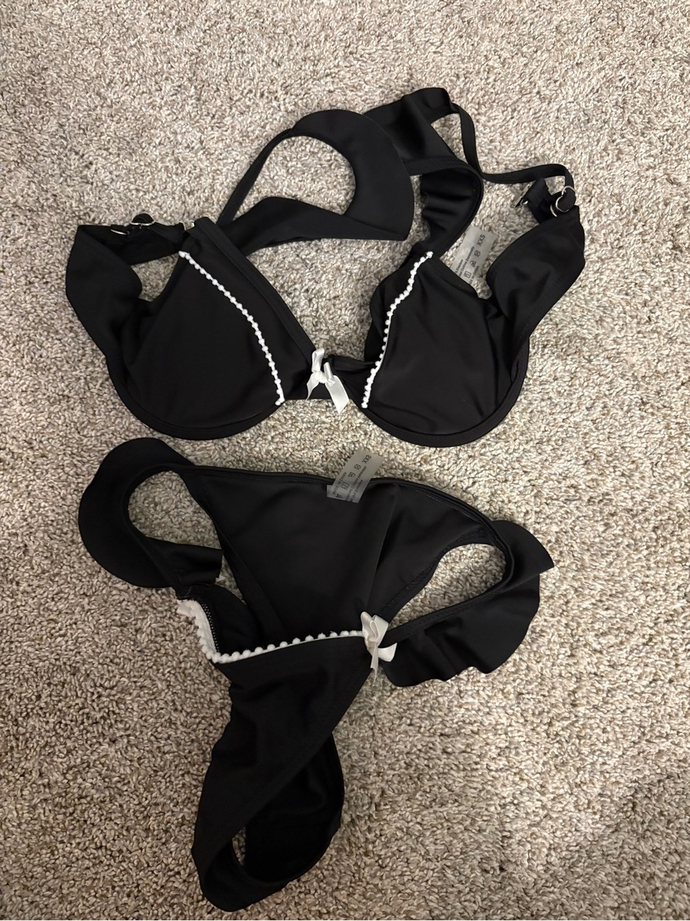 SHEIN Black Bikini Set with White Trim